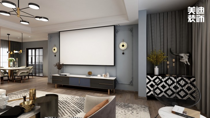 永宏万家里180㎡混搭风格装修案例效果图-客厅