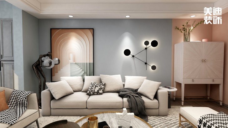 永宏万家里180㎡混搭风格装修案例效果图-客厅