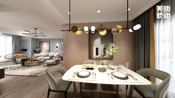 永宏万家里180㎡混搭风格装修案例效果图-餐厅