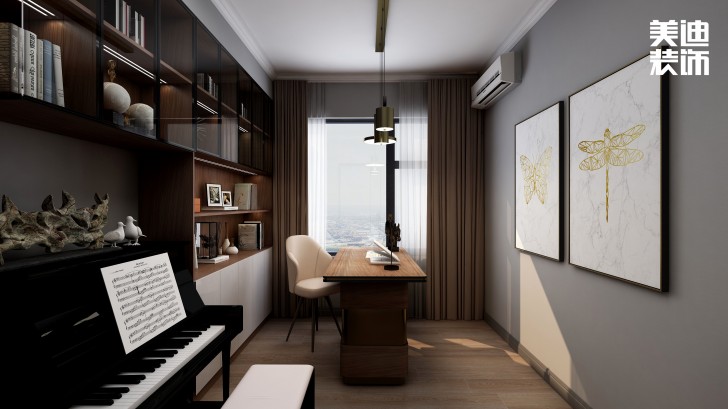 永宏万家里160㎡现代轻奢风格装修案例效果图-书房