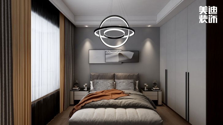 永宏万家里160㎡现代轻奢风格装修案例效果图-卧室