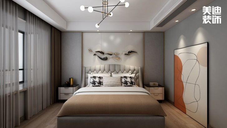 永宏万家里160㎡现代轻奢风格装修案例效果图-卧室