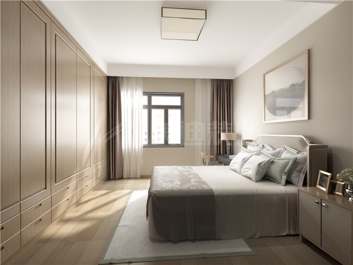 青园小区130平新中式风装修案例图—卧室