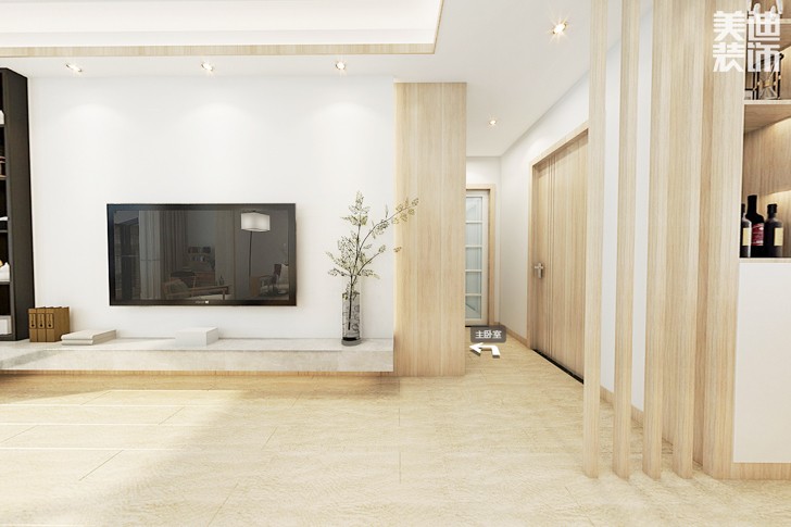 山水英伦庄园89平米日式风格案例效果图--客厅