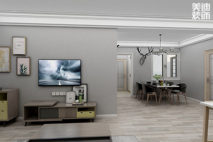 银园公寓89平米现代简约风格装修效果图--客厅