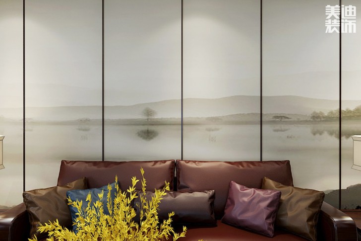 半岛蓝湾180平米新中式风格装修案例效果图-客厅