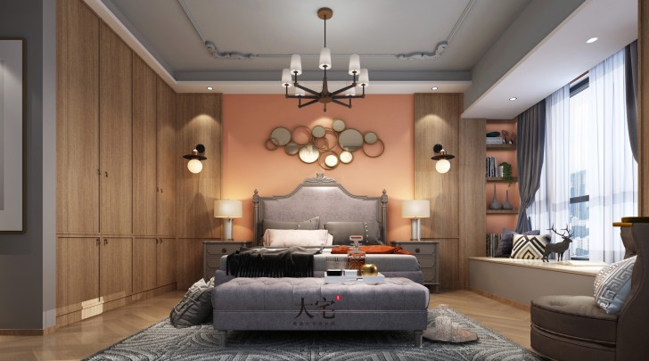 经世龙城300平米美式风格装修案例效果图-卧室