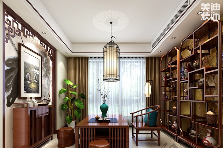 鑫远尚玺168平米中式风格装修案例效果图--茶室