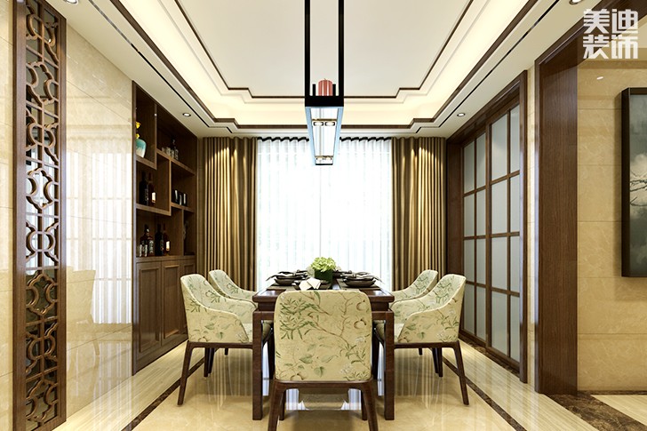 鑫远尚玺168平米中式风格装修案例效果图--餐厅