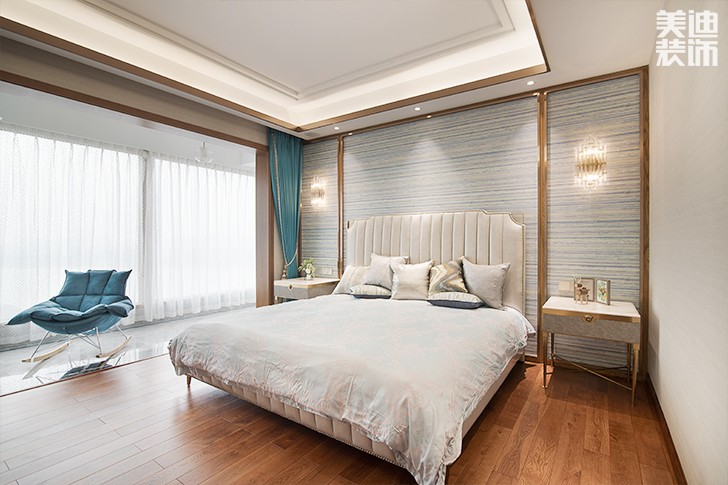 江山壹号180平米新中式风格装修案例实拍图--卧室
