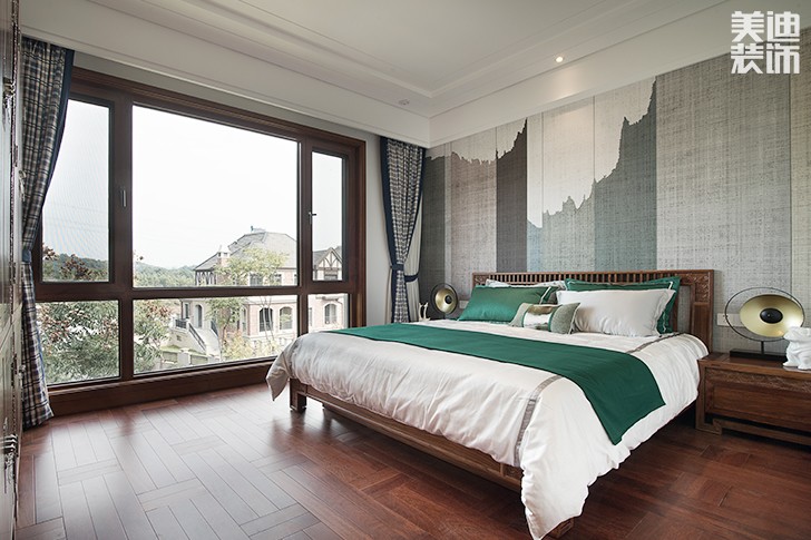 青竹园·曦园 295㎡书香之家，新中式装修实拍图--卧室