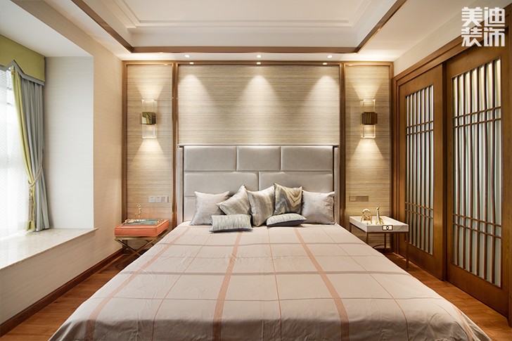 江山壹号180平米新中式风格装修案例实拍图--卧室