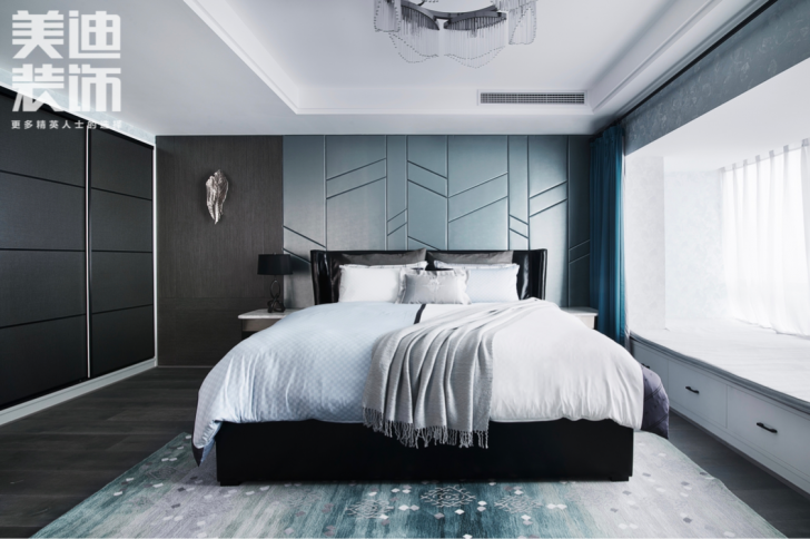 北辰定江洋180平现代简约风格装修案例实拍图--卧室
