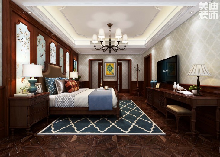 好望谷别墅470平米美式风格装修案例效果图--主卧室