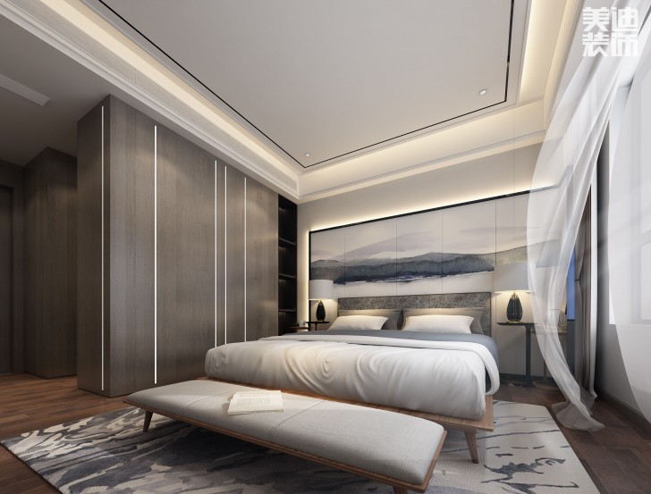 清溪川188平米新中式风格装修案例效果图--卧室