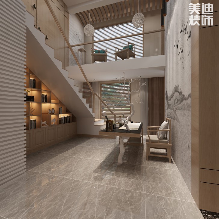 艾美潇湘220平米新中式风格案例图--书房